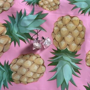 Unique Small stone in resin earrings with sterling silver ear wires